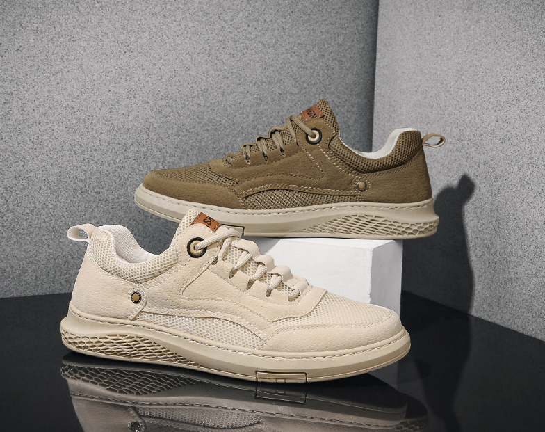 Zapatos casuales transpirables antideslizantes de empalme de tela PU para hombres - MXbueno