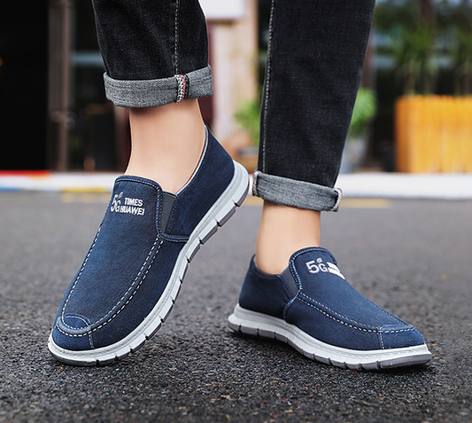 Hombre Comfy Soft Sole Casaul Zapatos de lona transpirables sin cordones - MXbueno