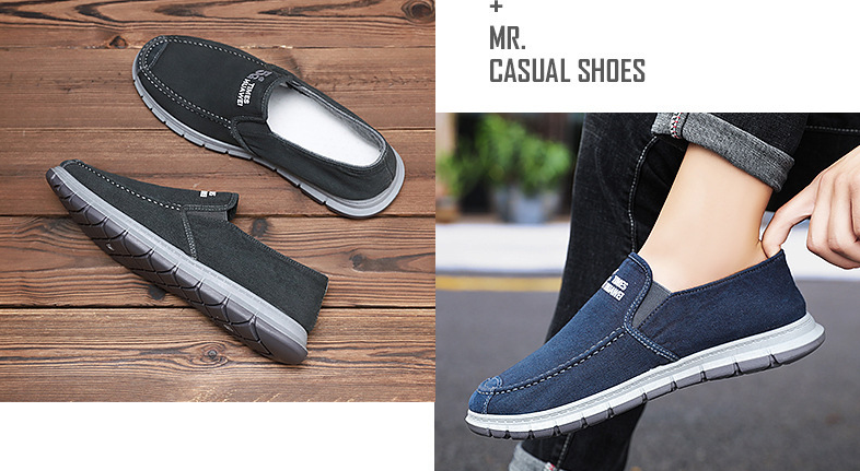 Hombre Comfy Soft Sole Casaul Zapatos de lona transpirables sin cordones - MXbueno