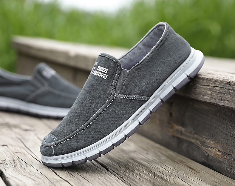 Hombre Comfy Soft Sole Casaul Zapatos de lona transpirables sin cordones - MXbueno