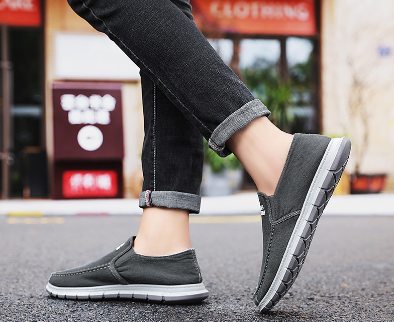 Hombre Comfy Soft Sole Casaul Zapatos de lona transpirables sin cordones - MXbueno