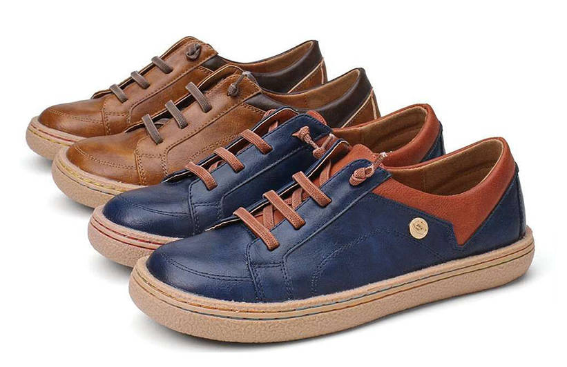 Retro Lace Up Front Soft Zapatos planos cómodos con costuras para Mujer - MXbueno