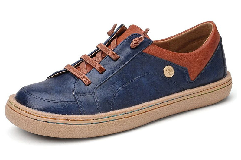 Retro Lace Up Front Soft Zapatos planos cómodos con costuras para Mujer - MXbueno