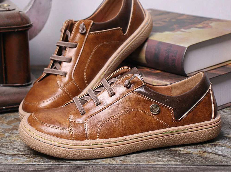 Retro Lace Up Front Soft Zapatos planos cómodos con costuras para Mujer - MXbueno