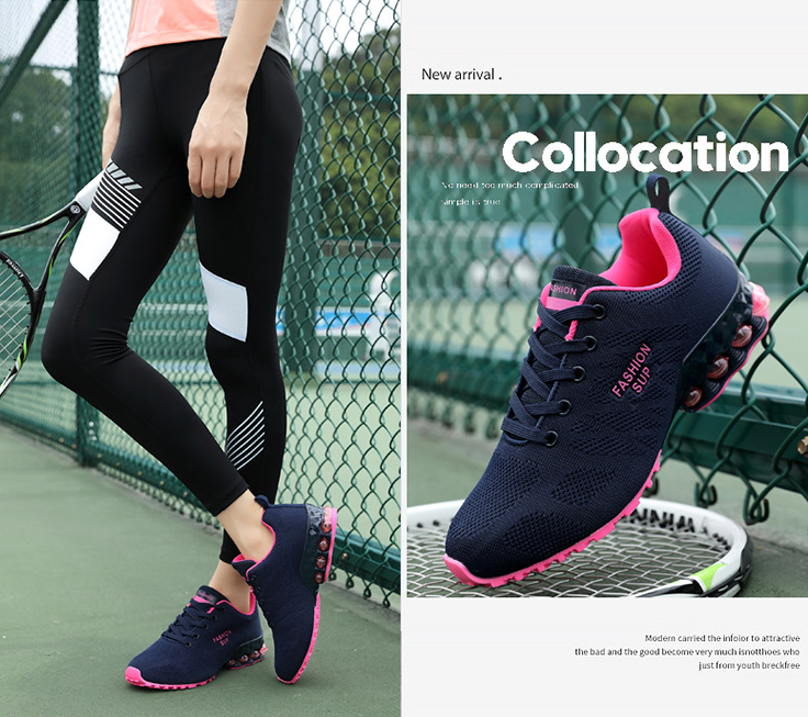 Mujer Zapatillas de deporte gruesas con cordones transpirables huecos cómodos - MXbueno