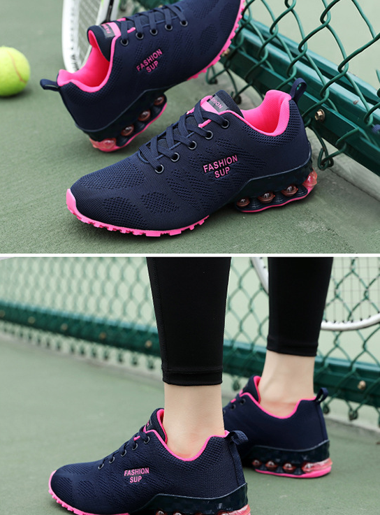 Mujer Zapatillas de deporte gruesas con cordones transpirables huecos cómodos - MXbueno