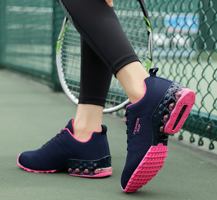 Mujer Zapatillas de deporte gruesas con cordones transpirables huecos cómodos - MXbueno