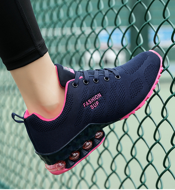 Mujer Zapatillas de deporte gruesas con cordones transpirables huecos cómodos - MXbueno