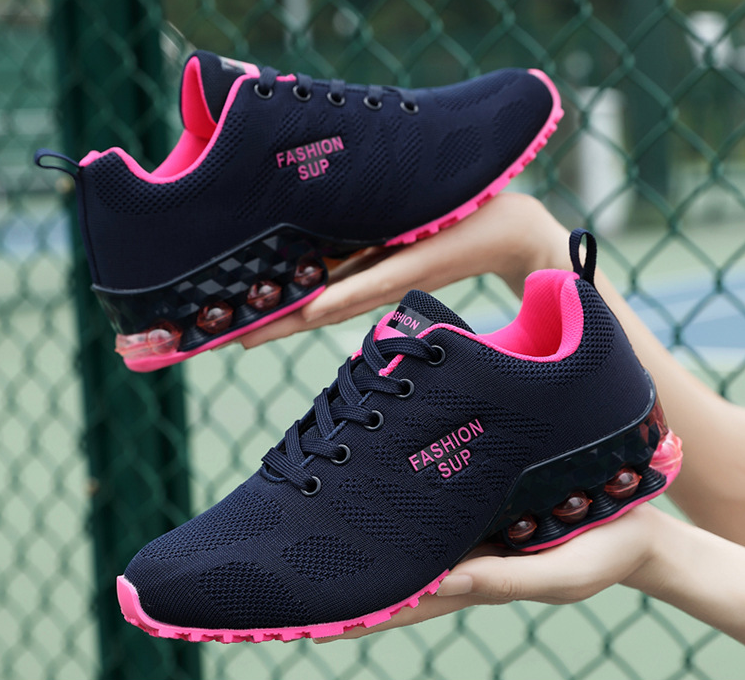 Mujer Zapatillas de deporte gruesas con cordones transpirables huecos cómodos - MXbueno