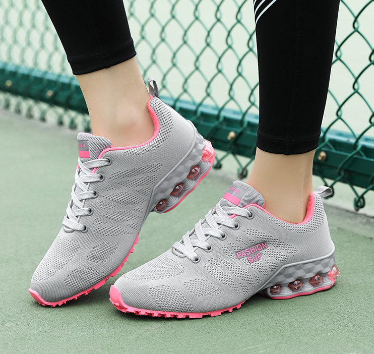Mujer Zapatillas de deporte gruesas con cordones transpirables huecos cómodos - MXbueno