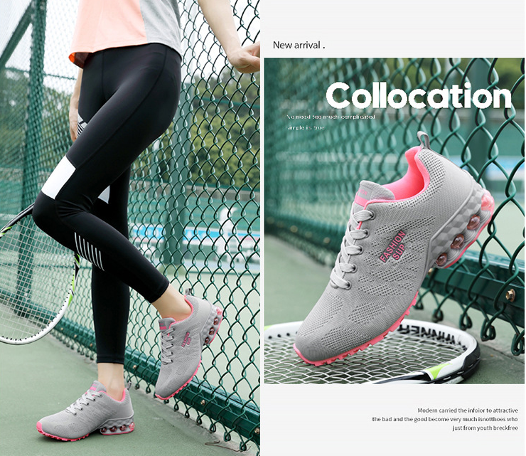 Mujer Zapatillas de deporte gruesas con cordones transpirables huecos cómodos - MXbueno