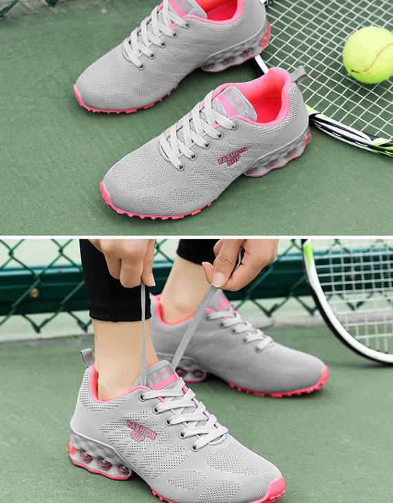 Mujer Zapatillas de deporte gruesas con cordones transpirables huecos cómodos - MXbueno