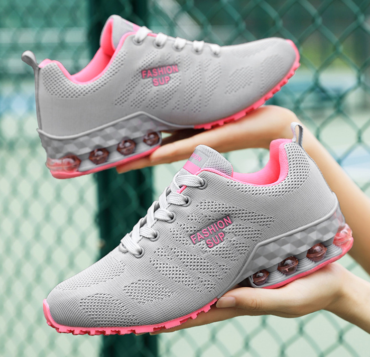 Mujer Zapatillas de deporte gruesas con cordones transpirables huecos cómodos - MXbueno