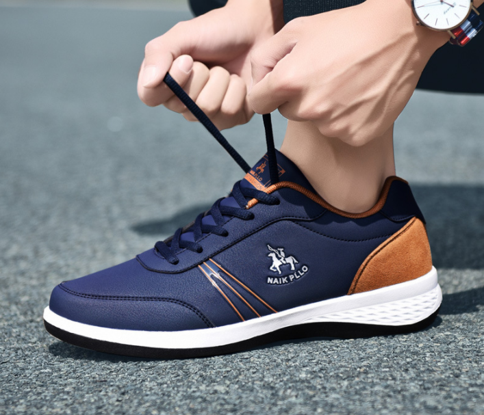 Los hombres de cuero de la PU ata para arriba los zapatos ocasionales resistentes al desgaste - MXbueno