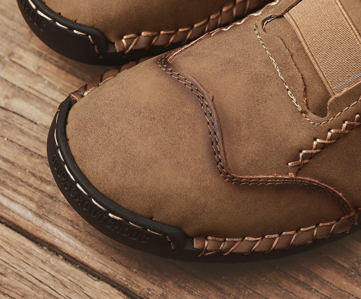 Zapatos casuales de cuero de microfibra con costuras a mano con cremallera lateral - MXbueno