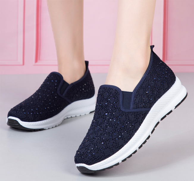 Mujer Tejido de punto transpirable casual Soft Zapatillas deportivas de suela plana para caminar - MXbueno