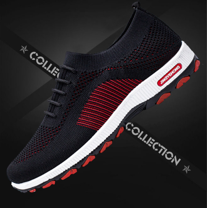 Zapatillas deportivas informales con cordones transpirables y cómodas de tejido para hombre - MXbueno