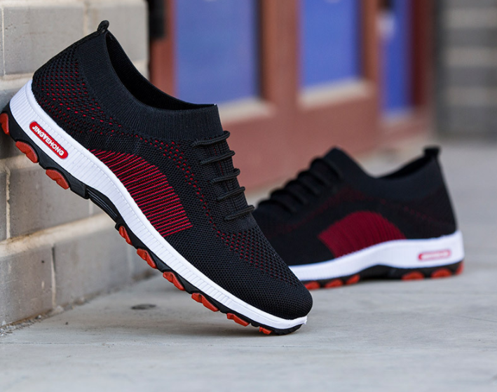 Zapatillas deportivas informales con cordones transpirables y cómodas de tejido para hombre - MXbueno