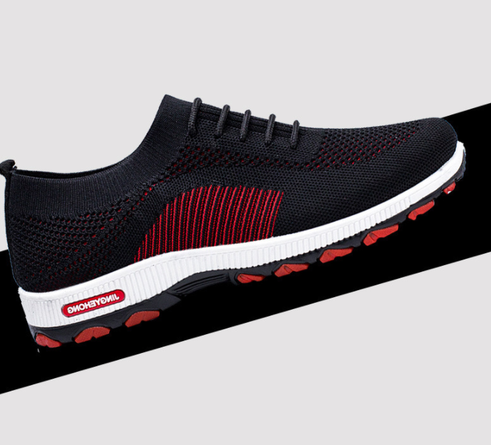 Zapatillas deportivas informales con cordones transpirables y cómodas de tejido para hombre - MXbueno