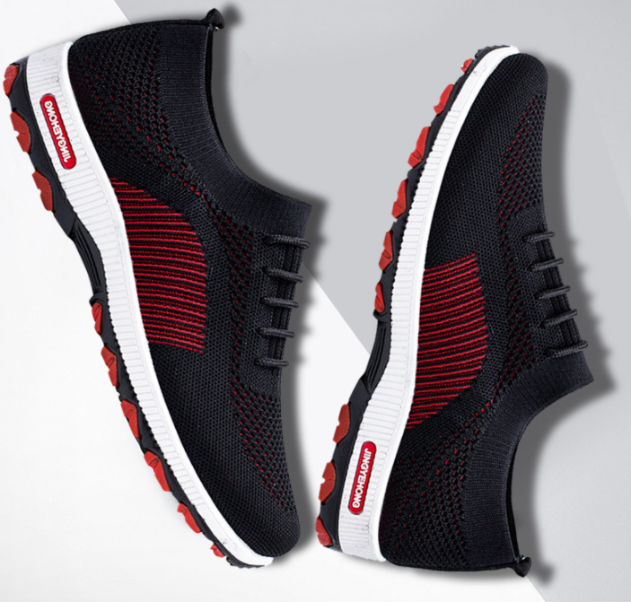 Zapatillas deportivas informales con cordones transpirables y cómodas de tejido para hombre - MXbueno