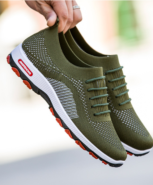 Zapatillas deportivas informales con cordones transpirables y cómodas de tejido para hombre - MXbueno