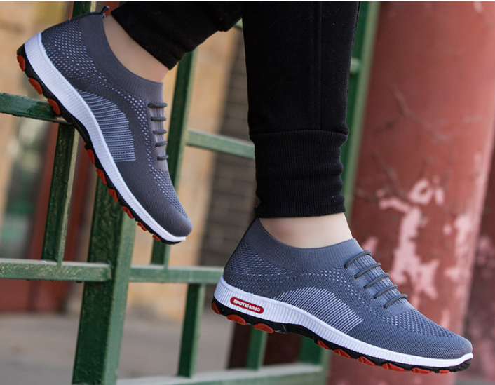 Zapatillas deportivas informales con cordones transpirables y cómodas de tejido para hombre - MXbueno