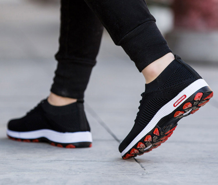 Zapatillas deportivas informales con cordones transpirables y cómodas de tejido para hombre - MXbueno