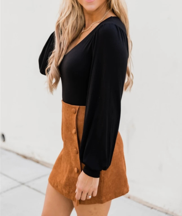 Otoño E Invierno, Cuello En V, Manga Larga, Camisa De Fondo, Top De Una Pieza