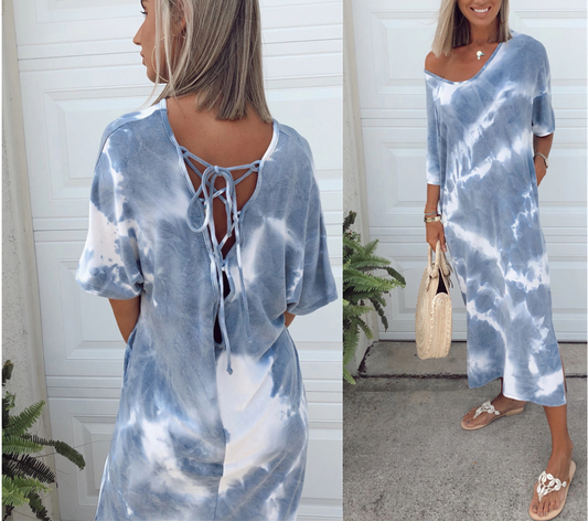 Vestido Delgado Sexy De Mujer Estampado Y Teñido