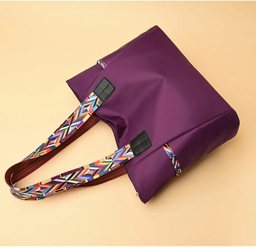 Bolso Grande De Tela Oxford Con Correas De Colores
