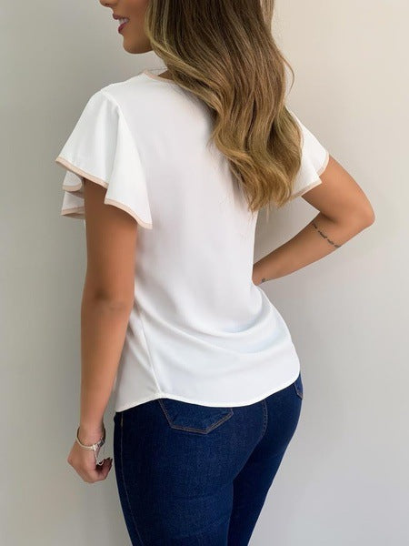 Recortable volantes manga contraste camiseta