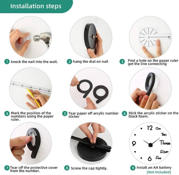 Reloj De Pared 3D Moderno Sin Marco De Bricolaje