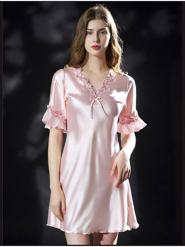 Sexy Ropa De Casa De Manga Corta De Seda De Hielo