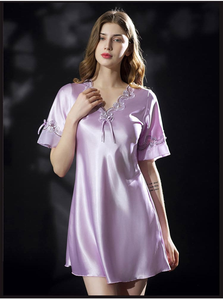 Sexy Ropa De Casa De Manga Corta De Seda De Hielo