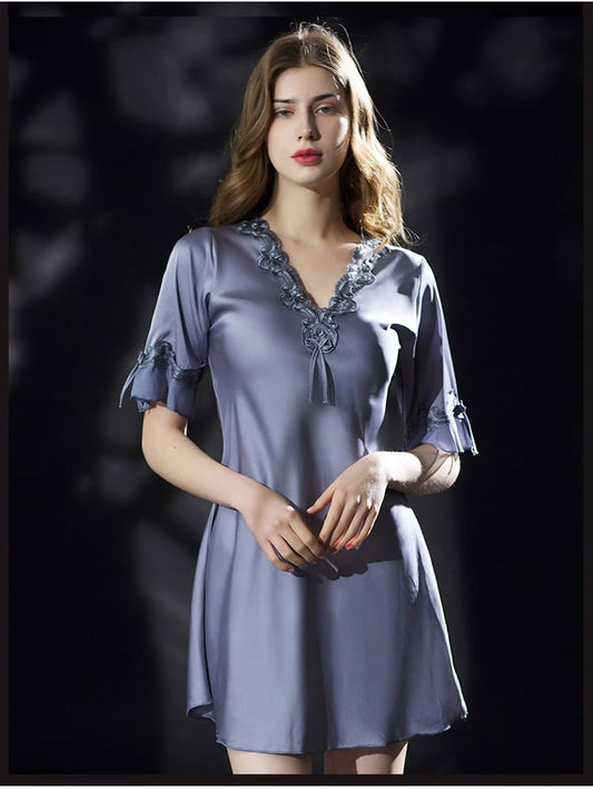 Sexy Ropa De Casa De Manga Corta De Seda De Hielo