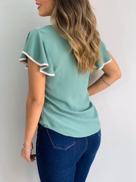 Recortable volantes manga contraste camiseta