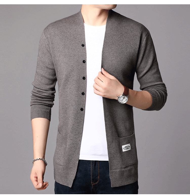 [M-Ropa] Cardigan De Cuello V Para Hombres