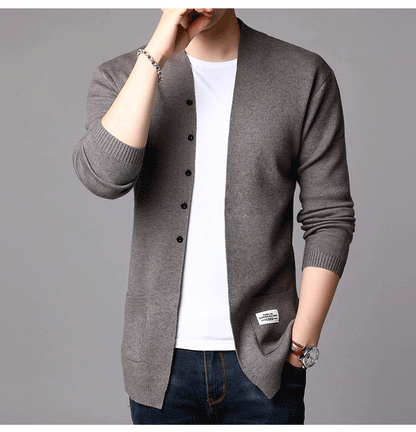 [M-Ropa] Cardigan De Cuello V Para Hombres
