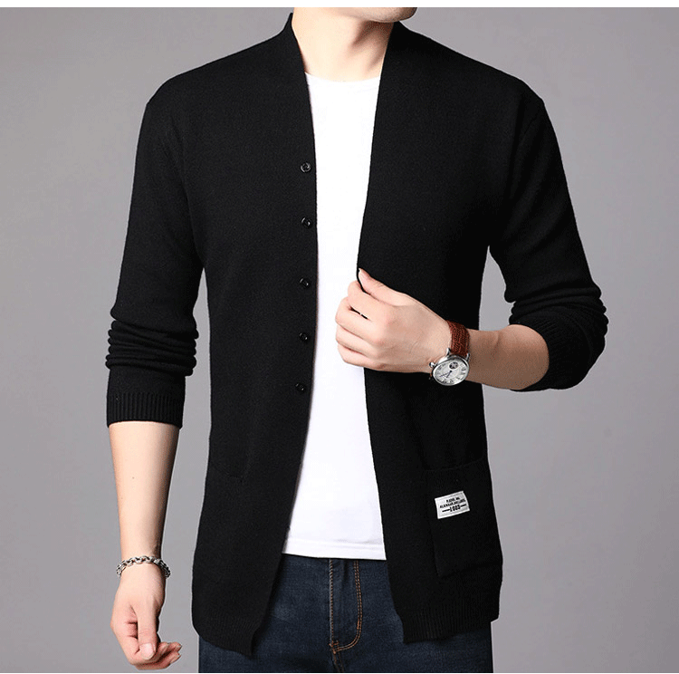 [M-Ropa] Cardigan De Cuello V Para Hombres