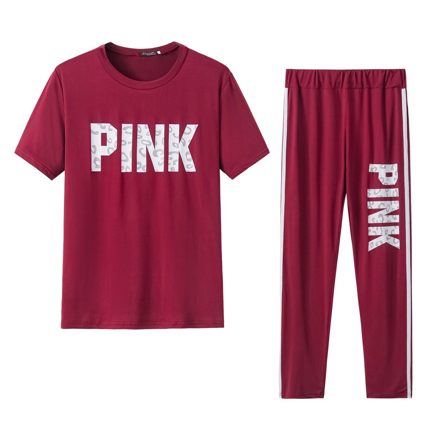 JUEGO DE DOS PIEZAS CASUAL DE MANGA CORTA STRIPE IMPRESO EN LETRA