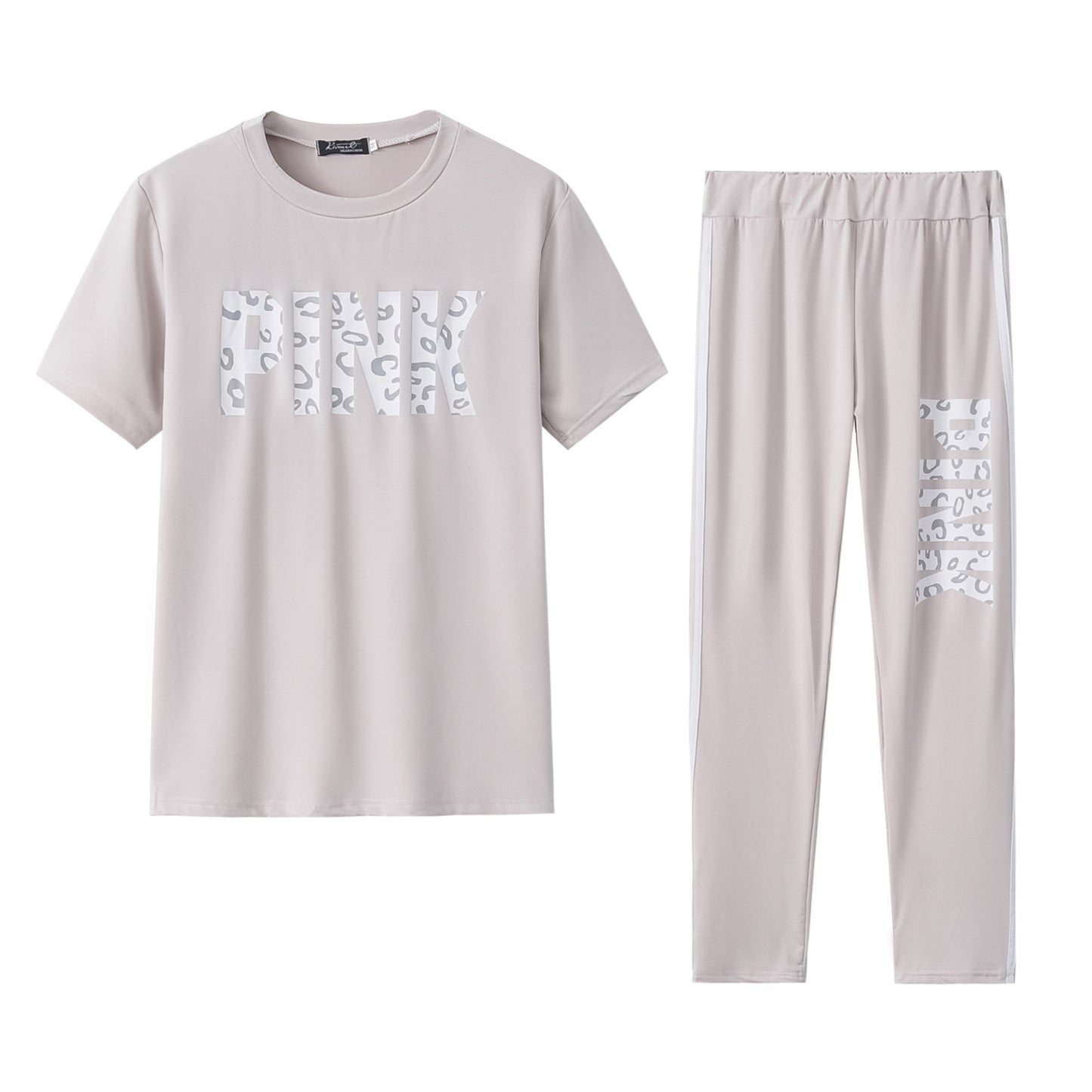 JUEGO DE DOS PIEZAS CASUAL DE MANGA CORTA STRIPE IMPRESO EN LETRA