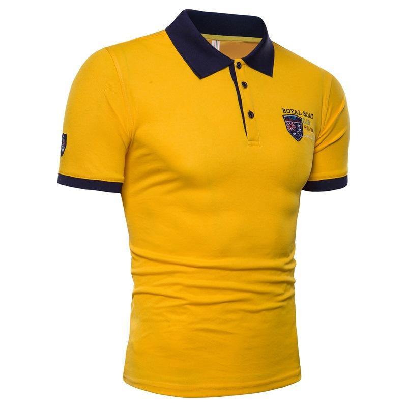 Polo casual con solapa y escudo bordado - MXbueno