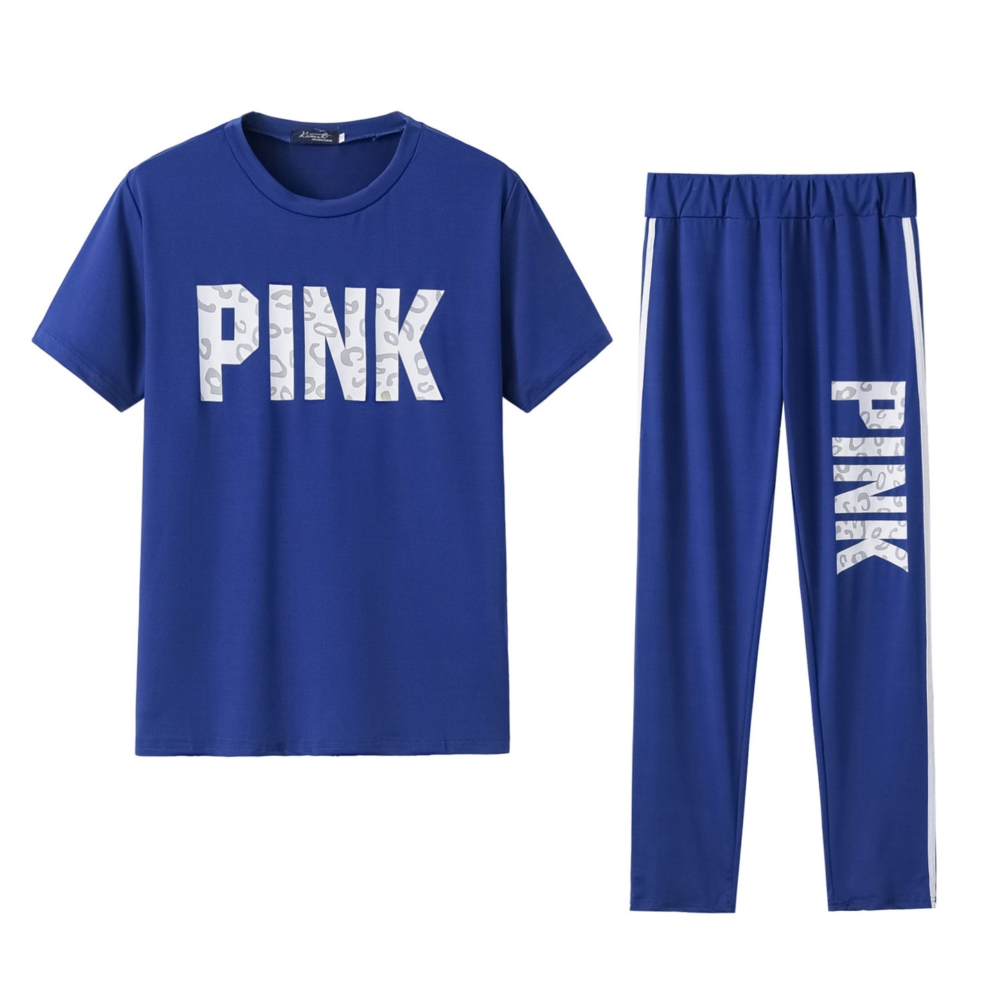 JUEGO DE DOS PIEZAS CASUAL DE MANGA CORTA STRIPE IMPRESO EN LETRA