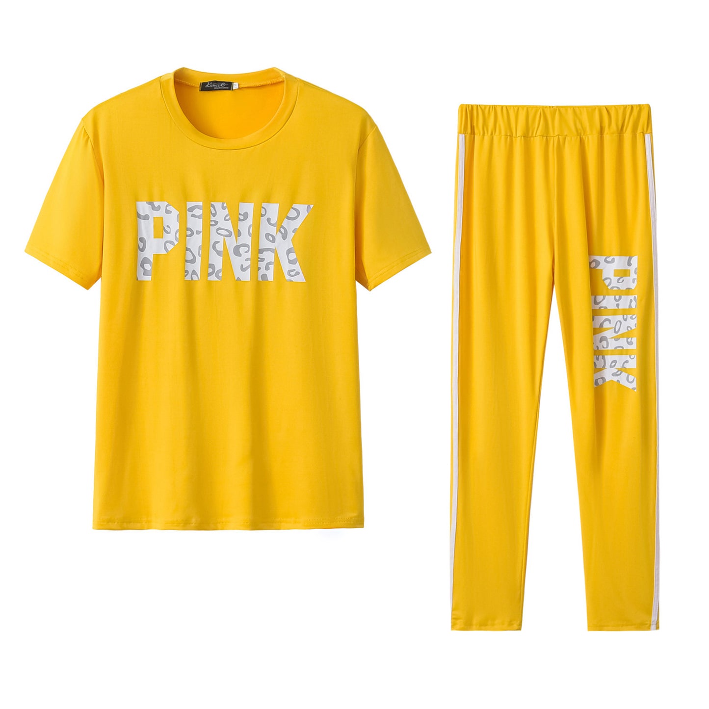 JUEGO DE DOS PIEZAS CASUAL DE MANGA CORTA STRIPE IMPRESO EN LETRA