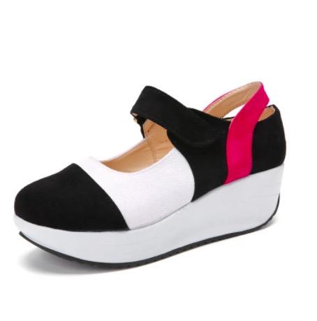 Zapatillas de deporte de plataforma resistentes al desgaste casual de costura para mujer