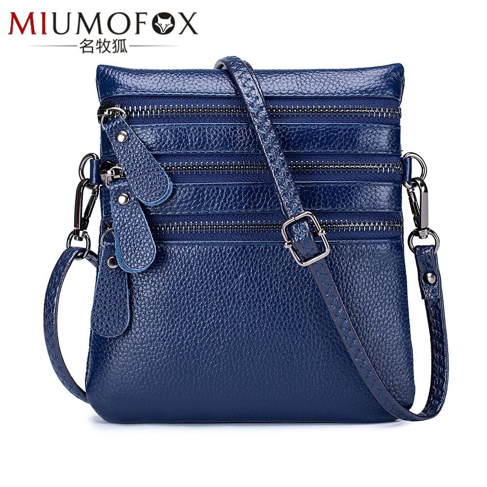 Bolso Bandolera Sólido Multifunción De Cuero Genuino Para Mujer