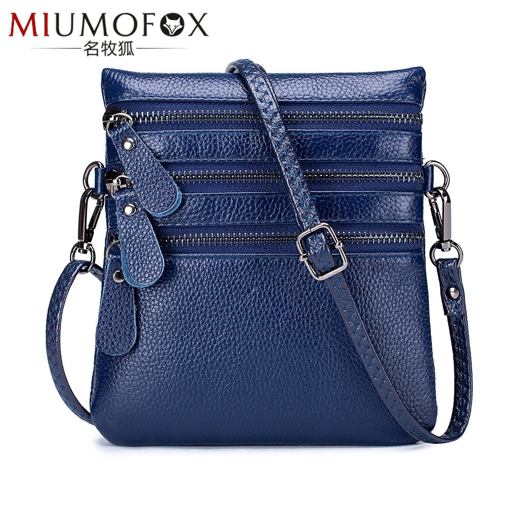 Bolso Bandolera Sólido Multifunción De Cuero Genuino Para Mujer