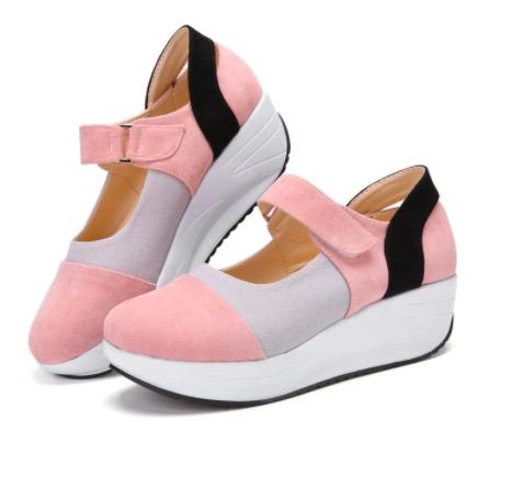 Zapatillas de deporte de plataforma resistentes al desgaste casual de costura para mujer