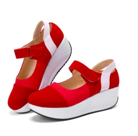 Zapatillas de deporte de plataforma resistentes al desgaste casual de costura para mujer