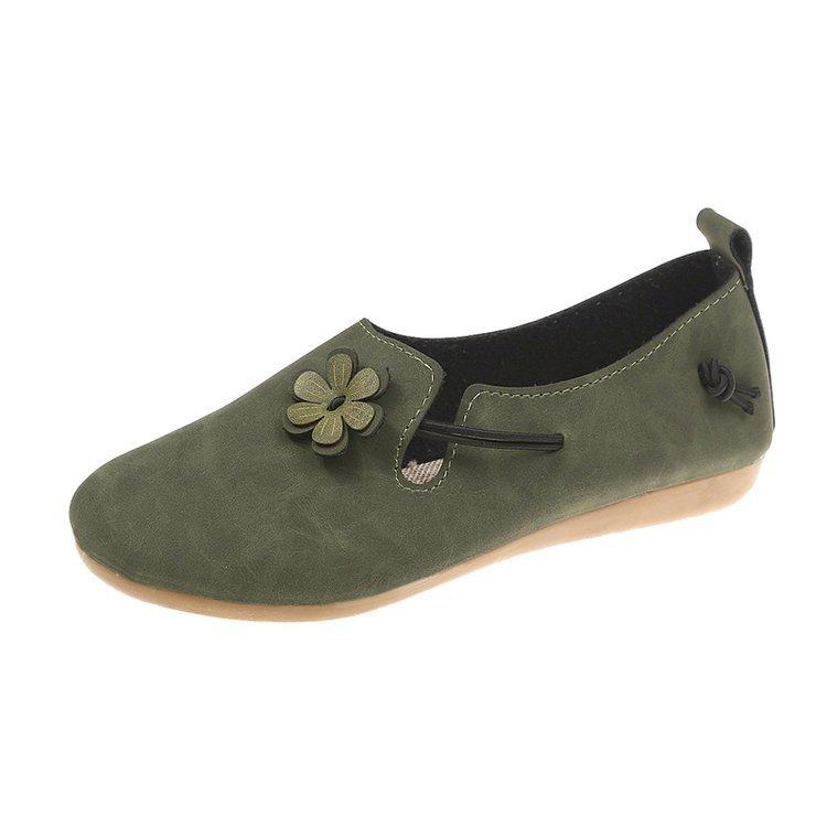 Zapatos planos artesanales punta redonda pétalo